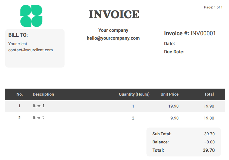 Online invoice generator